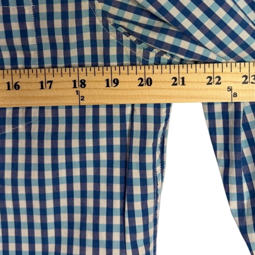 Banana Republic Shirt Mens Small Blue Gingham Camden Fit Custom Wash Long Sleeve